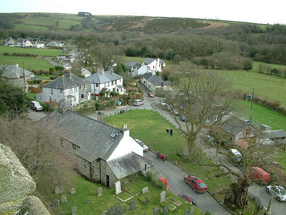 Village of Meavy from the top of the church tower. 